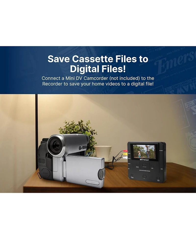 Emerson Emt-1200 Media Recorder with Lcd Screen to Record Videos, Music, and Photos from Phone to Dvd