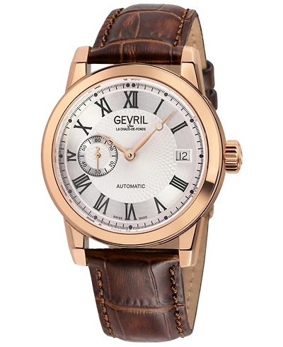 Gevril Men's Madison Swiss Automatic Italian Leather Strap Watch
