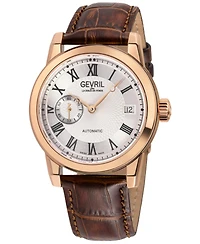 Gevril Men's Madison Swiss Automatic Italian Leather Strap Watch