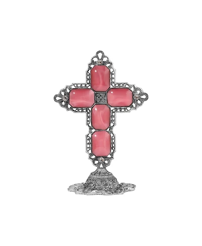 Symbols of Faith Pewter Pink Moon Octagon Cross Plaque