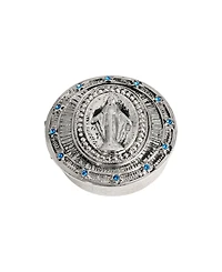 Symbols of Faith Silver Tone with Sapphire Pill Box