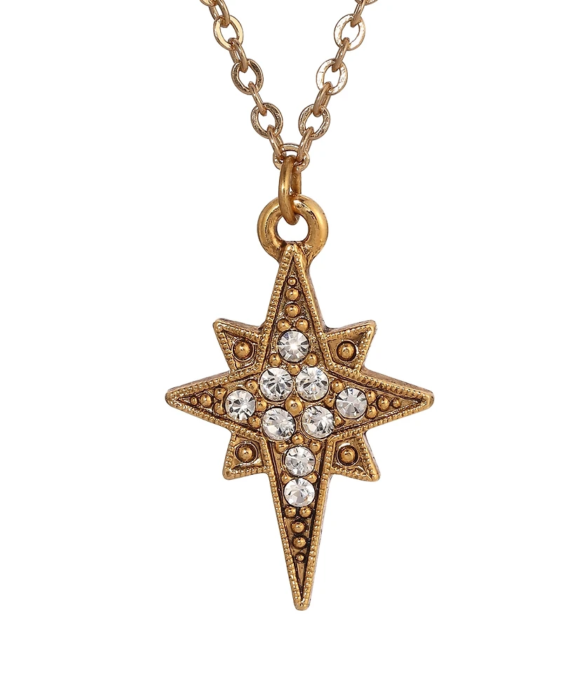 Symbols of Faith 14K Gold Dipped Crystal Glass Stones Star of Bethlehem 16" Necklace