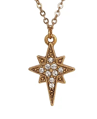 Symbols of Faith 14K Gold Dipped Crystal Glass Stones Star of Bethlehem 16" Necklace