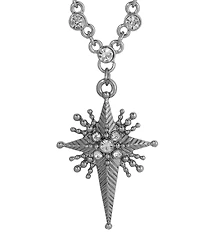 Symbols of Faith Silver Tone Crystal Glass Stones Star of Bethlehem Necklace