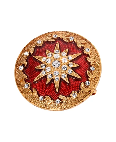 Symbols of Faith 14K Dipped Gold Red Enamel Star of Bethlehem Pin