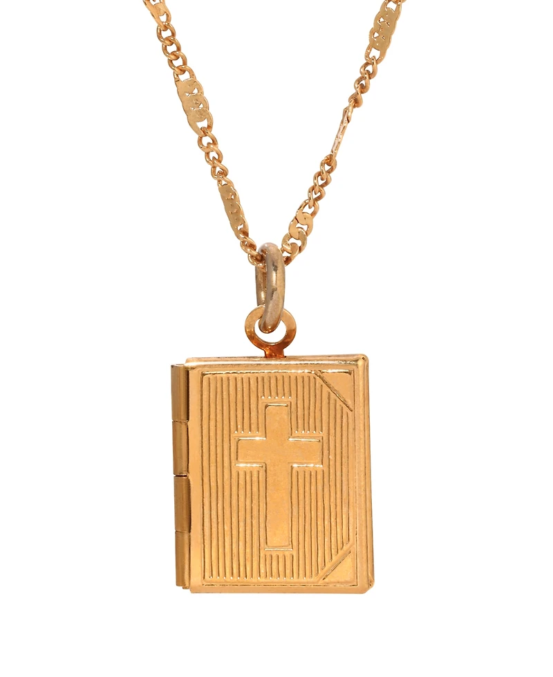 Symbols of Faith 14K Gold Dipped Baby Cross Locket Necklace