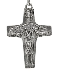 Symbols of Faith Silver Tone Pope Francis Cross Key Fob