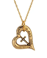Symbols of Faith Gold-Tone Heart Cross 18" Necklace