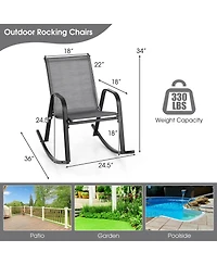 Gymax 4pcs Patio Rocking Chair Heavy-Duty Metal Rocker Outdoor Anti-Slip