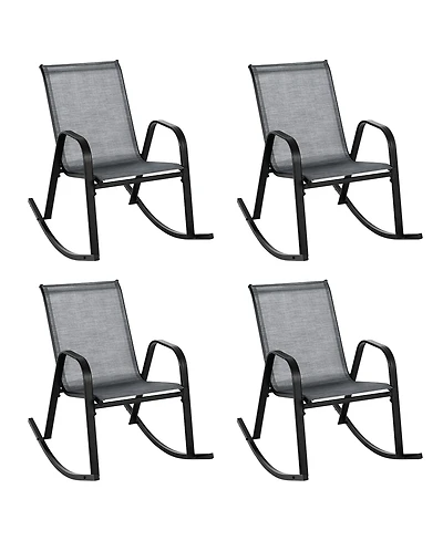 Gymax 4pcs Patio Rocking Chair Heavy-Duty Metal Rocker Outdoor Anti-Slip
