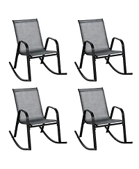 Gymax 4pcs Patio Rocking Chair Heavy-Duty Metal Rocker Outdoor Anti-Slip