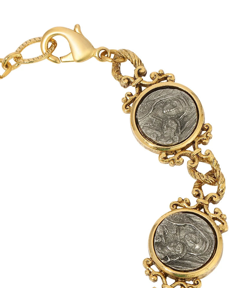 Symbols of Faith Gold Pewter Tone Mary Child Clasp Bracelet