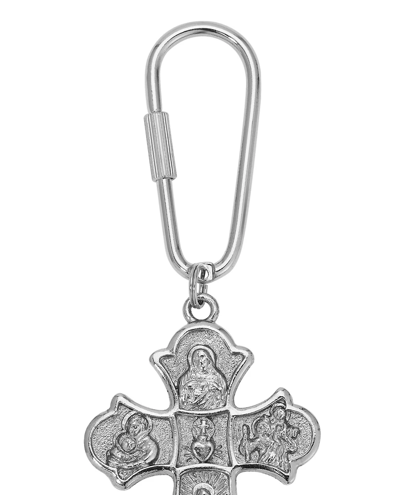 Symbols of Faith Silver Tone Botonee Cross Key Chain