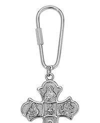 Symbols of Faith Silver Tone Botonee Cross Key Chain