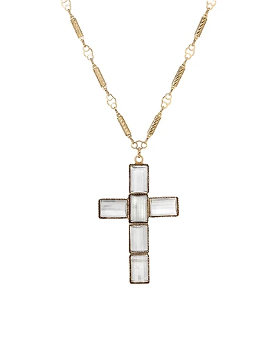 Symbols of Faith Gold Dipped Crystal Cross Necklace