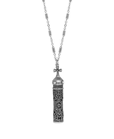 Symbols of Faith Silver Tone Holy Water Vial 30" Necklace