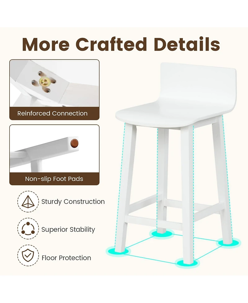 Gymax 4PCS kitchen bar stools counter height bar stools mid century bar chairs