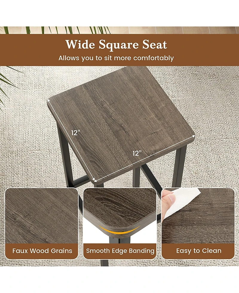 Gymax 4Pieces 26'' Bar Stool Set With Metal Frame Footrest Backless Counter Height Stool