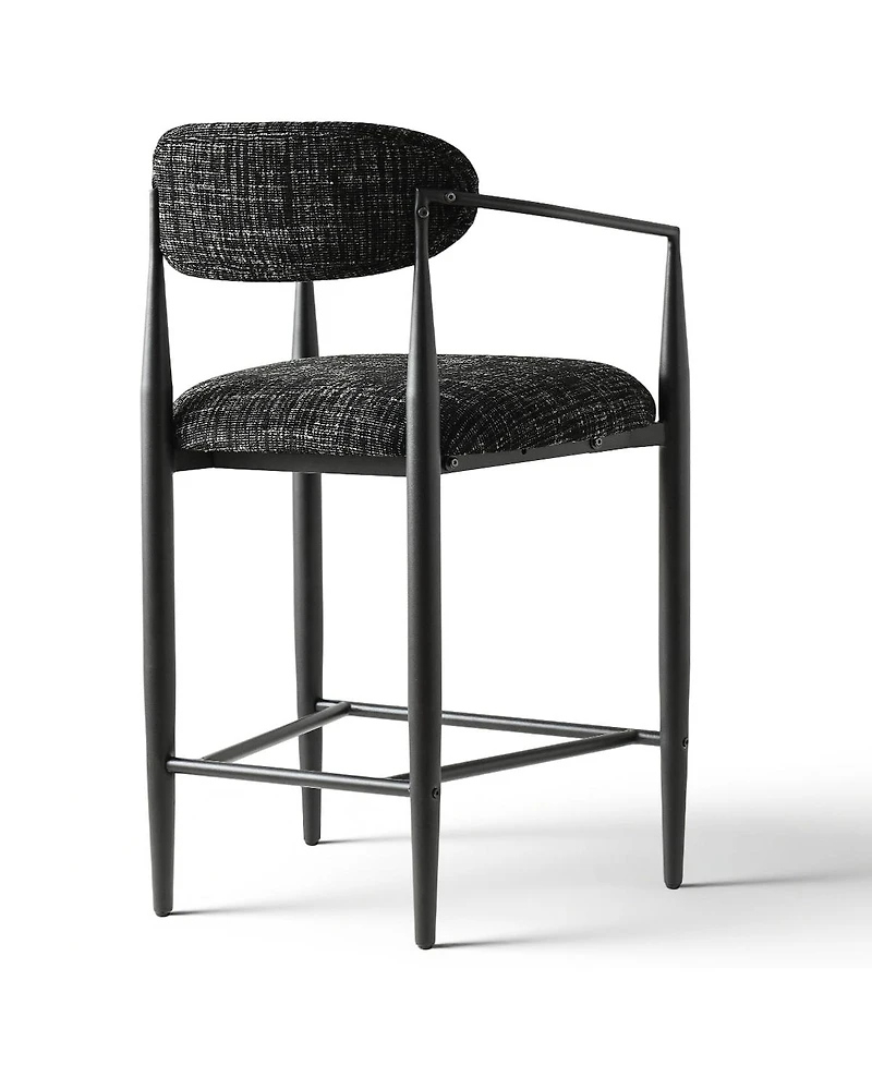 Maison Boucle 25.5" Chenille Upholstered Counter Height Stools with Arms Set of 2