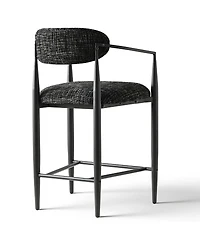 Maison Boucle 25.5" Chenille Upholstered Counter Height Stools with Arms Set of 2