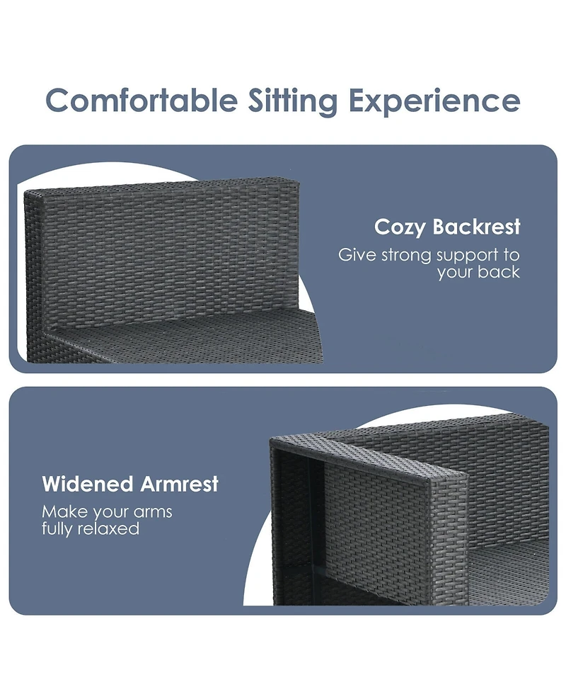 Gymax 6PCS Rattan Patio Conversation Furniture Set Cushioned Sectional Sofa Set