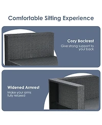 Gymax 6PCS Rattan Patio Conversation Furniture Set Cushioned Sectional Sofa Set