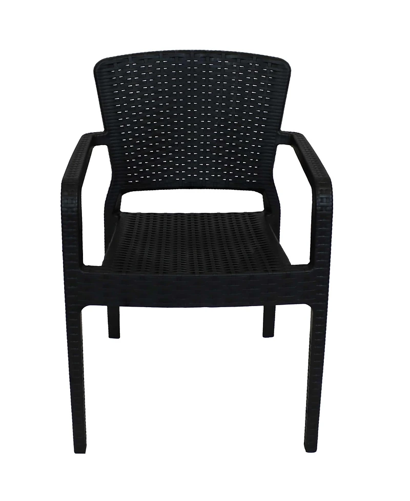 Faux Wicker Rattan Design Plastic All-Weather Commercial-Grade Segonia Indoor/Outdoor Patio Dining Arm Chair