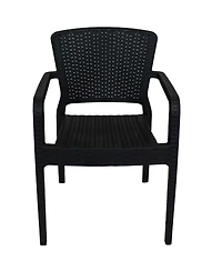 Faux Wicker Rattan Design Plastic All-Weather Commercial-Grade Segonia Indoor/Outdoor Patio Dining Arm Chair
