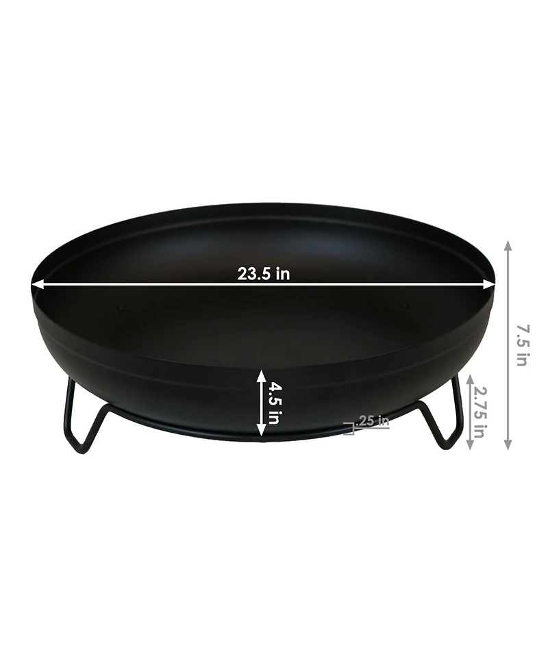 Outdoor Camping or Backyard Steel with Heat-Resistant Finish Fire Pit Bowl on Stand - 23" - Black