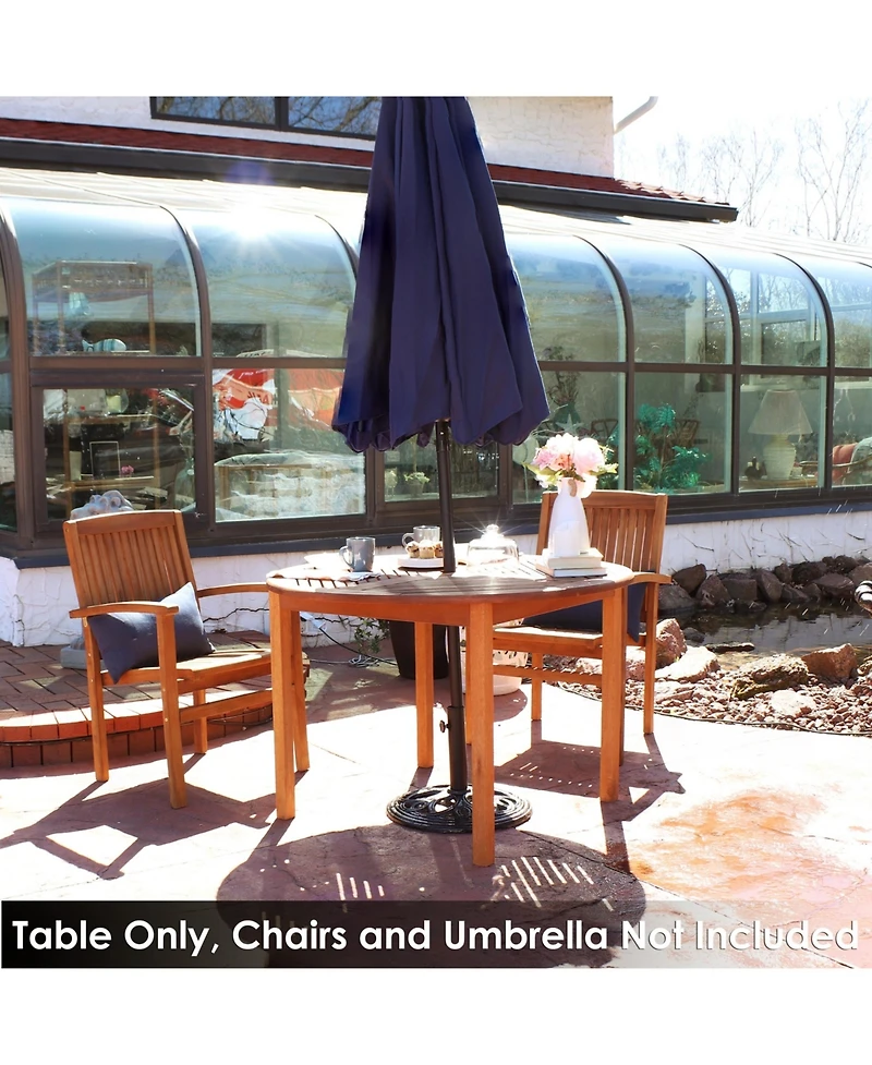 Outdoor Meranti Wood with Teak Oil Finish Wooden Round Patio Family Dining Table - 42" - Brown