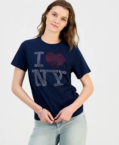 Grayson Threads, The Label Juniors' I Love Ny Rhinestone Tee