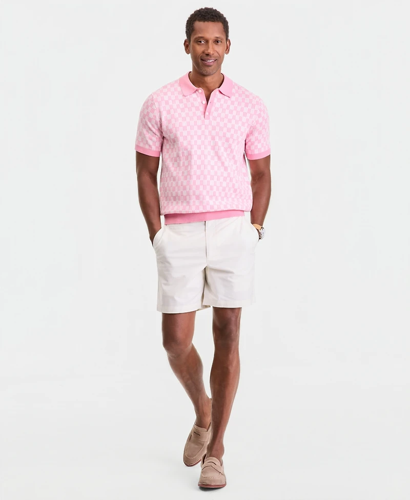 Club Room Men's Geometric Jacquard Short-Sleeve Sweater Polo Shirt, Macy's Exclusive - Tedd Box Geo Knit