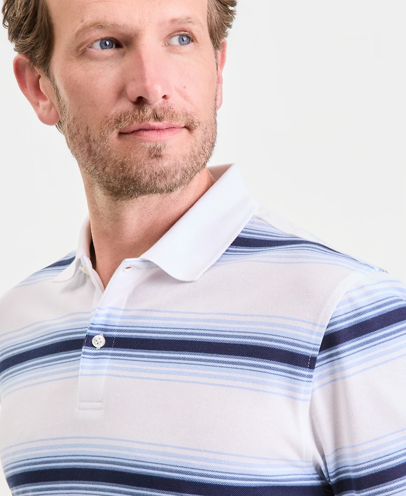 Club Room Men's Team Stripe Pique Polo Shirt, Exclusively at Macy's