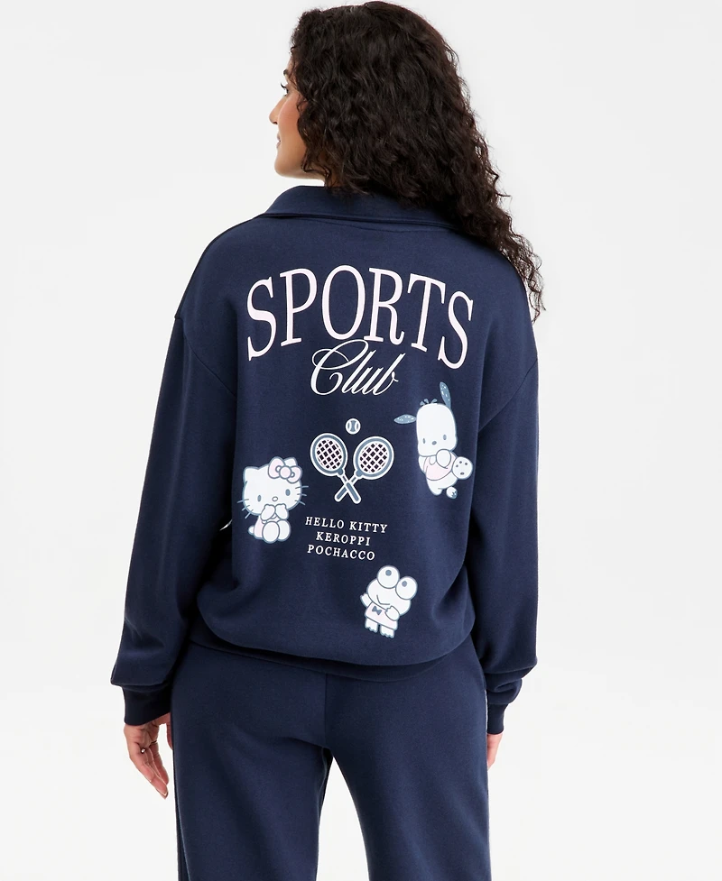 Love Tribe Juniors' Hello Kitty Match Quarter-Zip Sweatshirt