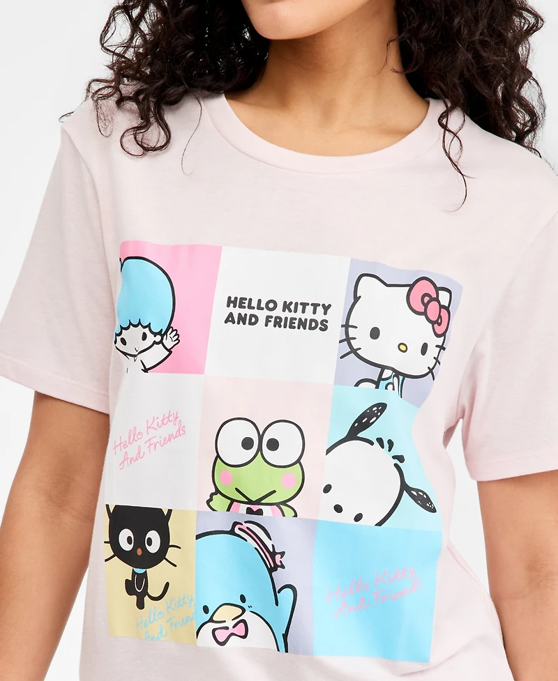Love Tribe Juniors' Hello Kitty Grid Crewneck Tee