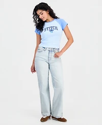 Disney Juniors' Stitch Ribbed Crewneck Raglan Tee