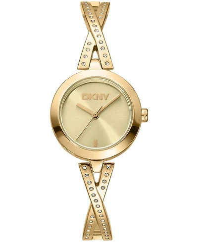 Dkny Women's Half Bangle Quartz Gold-Tone Stainless Steel Watch 26mm