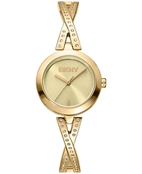Dkny Women's Half Bangle Quartz Gold-Tone Stainless Steel Watch 26mm