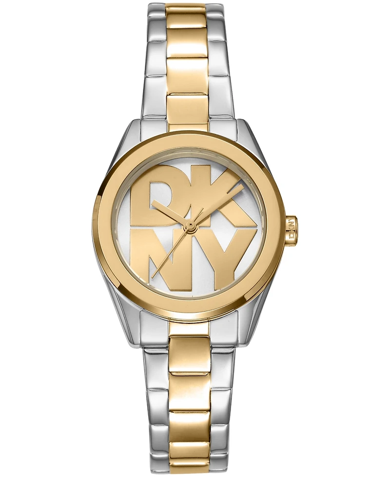 Dkny Women's Logo Quartz Two-Tone Stainless Steel Bracelet Watch 28mm Gift Set