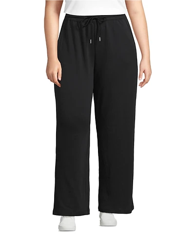 Lands' End Plus Sport Knit High Rise Pull On Relaxed Straight Leg Pants