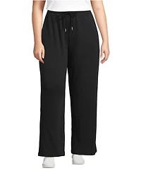 Lands' End Plus Sport Knit High Rise Pull On Relaxed Straight Leg Pants