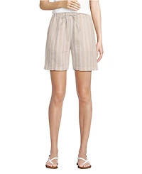 Lands' End Women's Linen High Rise Pull On 7" Shorts