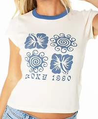 Roxy Women's Hibiscus Swirl Print 90s Baby Crew Neck T-Shirt