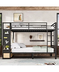 Streamdale Furniture Queen Metal Bunk Bed with Storage for Teens