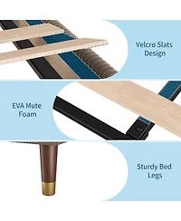 gaomon King Upholstered Bed Frame with Headboard, Corduroy Platform with Wood Slats Support
