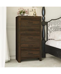 Famapy 5-Drawer Tall Dresser for Bedroom, Wooden Chest of Drawers with Deep Storage for Living Room
