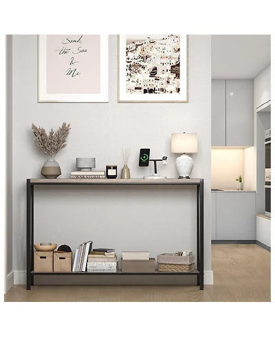 gaomon Industrial Style 2-Shelf Console Table