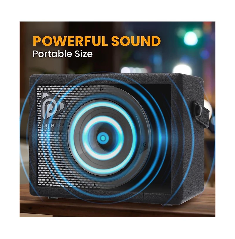 Pyle Portable Electronic Guitar Amplifier - High-Definition Speaker with Tone Controls (PGTAMPL232BK)