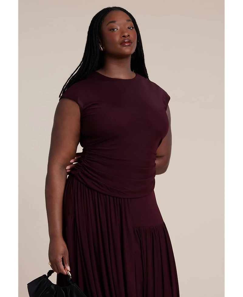 Eloquii Women's Drape Detail Fitted Mesh Dress