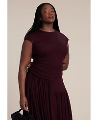 Eloquii Women's Drape Detail Fitted Mesh Dress